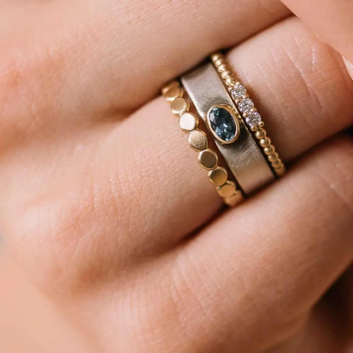 Montana Sapphire East-West Mixed Metal Ring