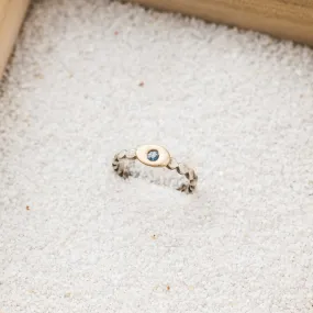 Montana Sapphire Freeform Ring on Beaded Band