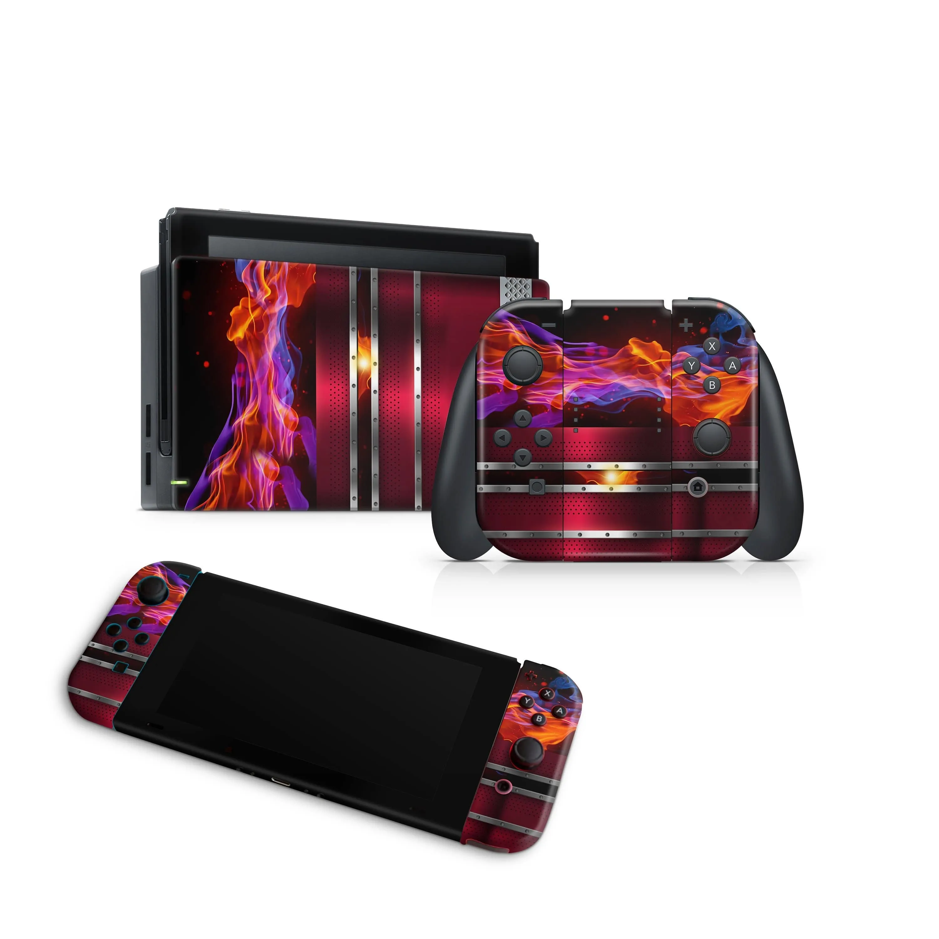 Nintendo Switch Skin Decals - Burning Steel - Wrap Vinyl Sticker
