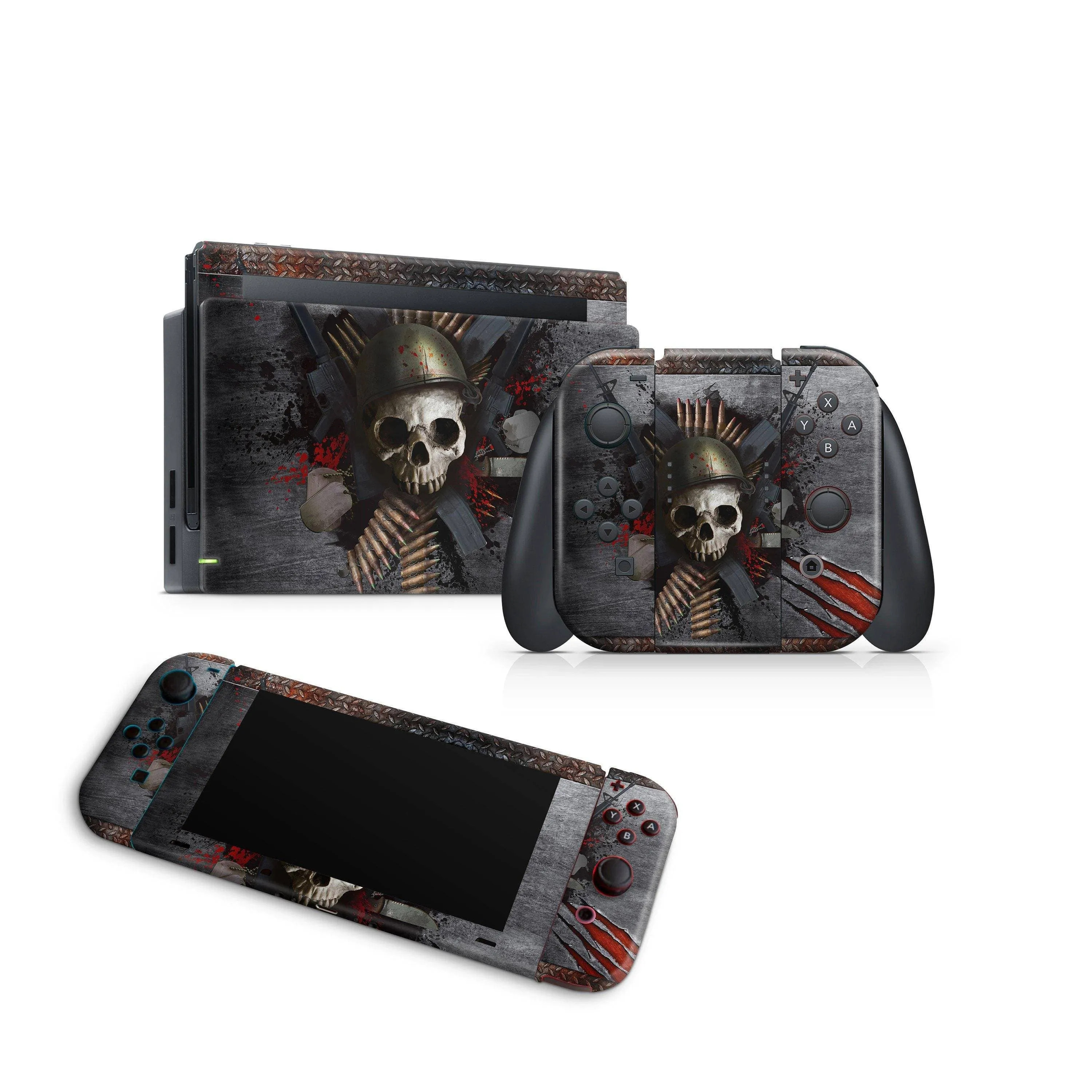 Nintendo Switch Skin Decals - Skull Metal - Wrap Vinyl Sticker