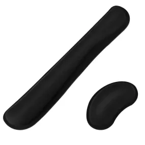 Non-Slip Desk Pad Set – Ergonomic Memory Foam Wrist Support for Keyboard and Mouse with Non-Slip Rubber Base in Black
