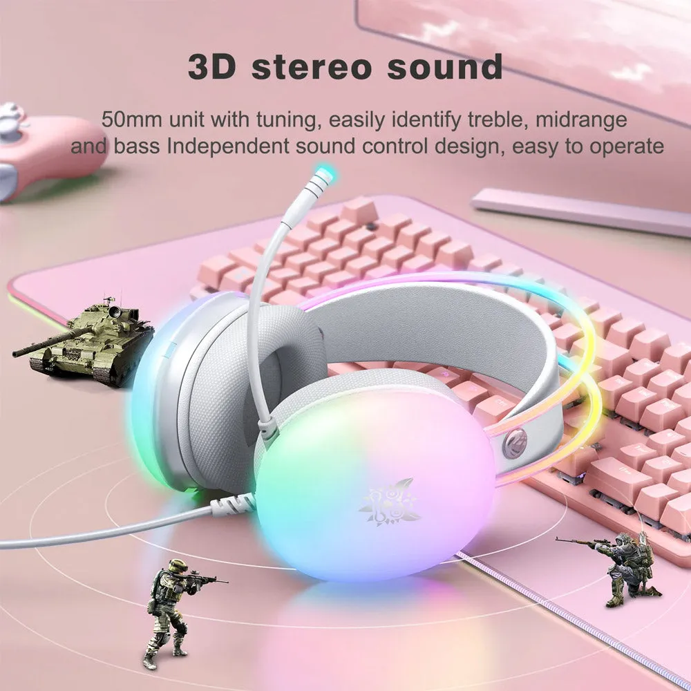 Onikuma X25 RGB Gaming Headset - White