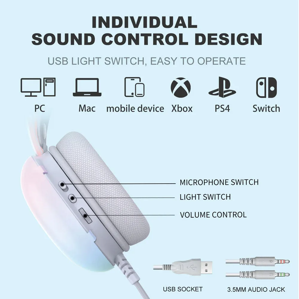 Onikuma X25 RGB Gaming Headset - White