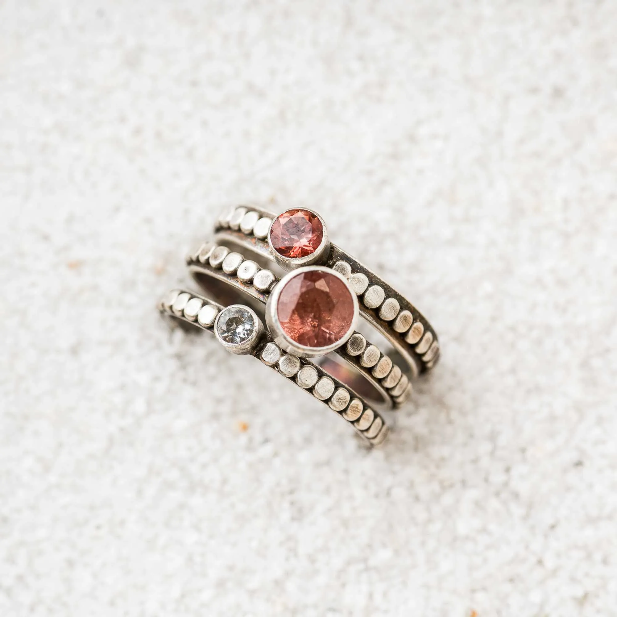 Oregon Sunstone Stacking Rings, Set of 3