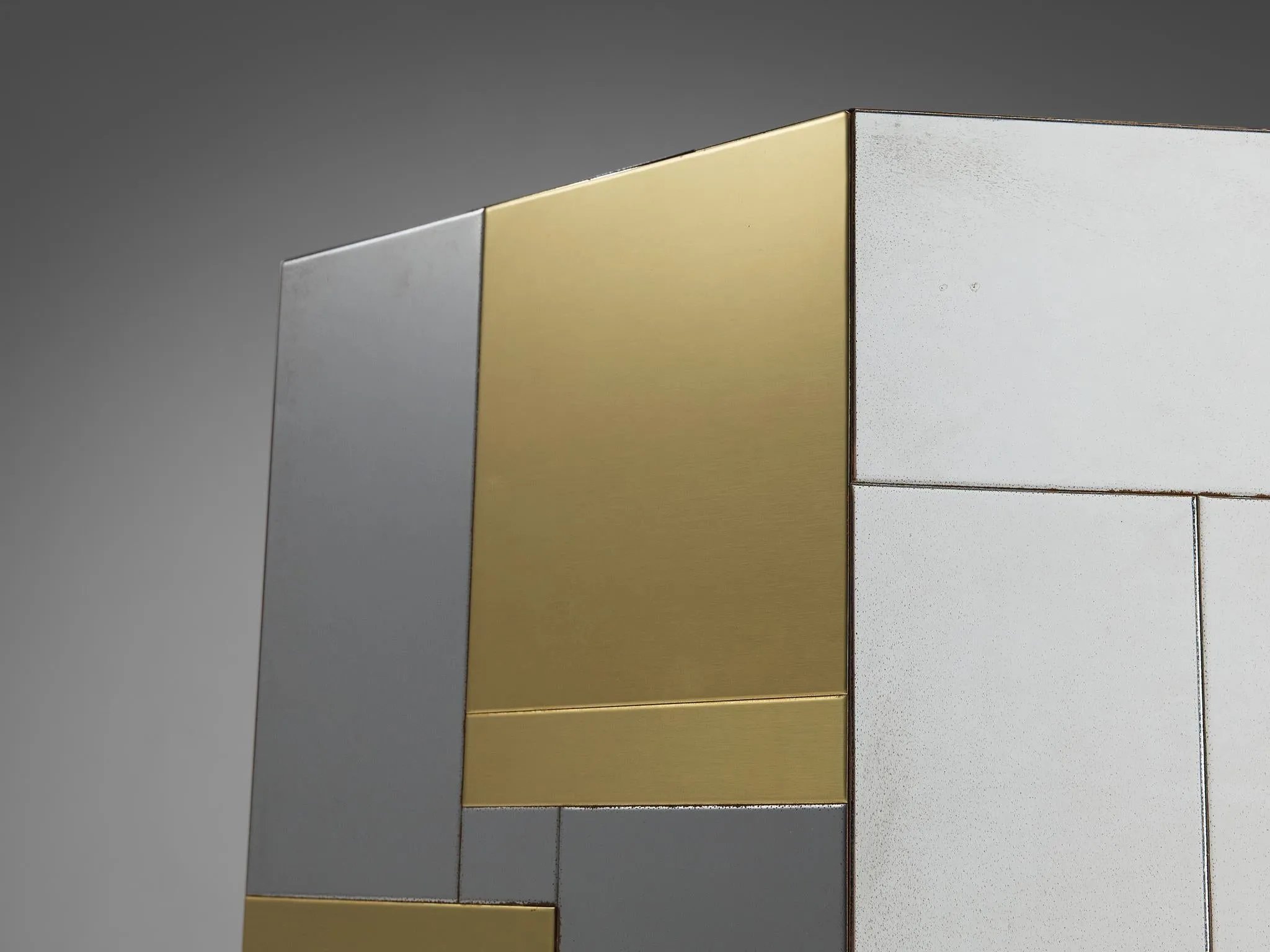 Paul Evans for Directional 'Cityscape' PE200 Side Table in Chrome and Brass