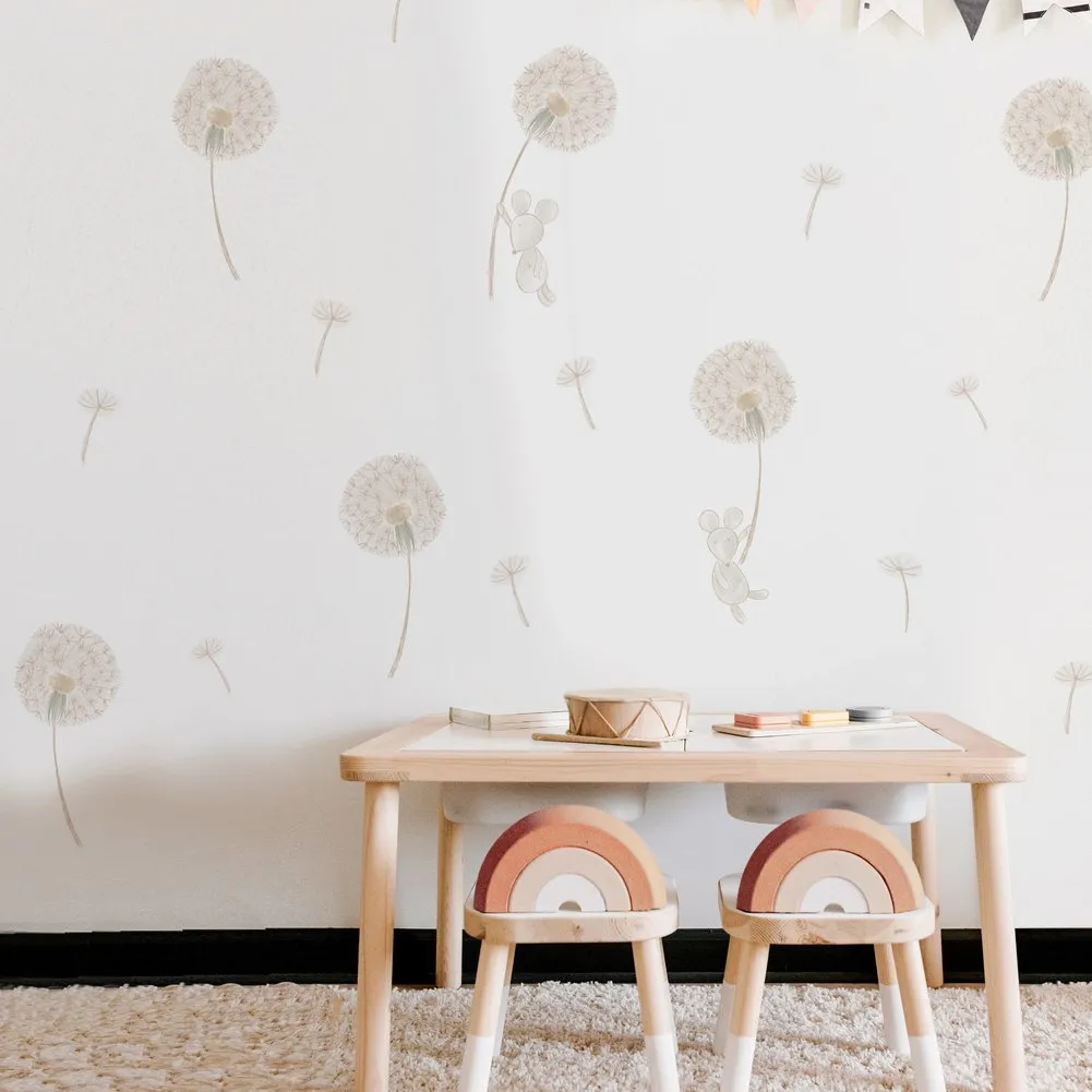 Peppy Lu Nursery Wall Decals Set - Flying Mice & Dandelions (Large)