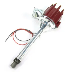 PerTronix Flame-Thrower Plug N Play Billet Distributor - Magnetic Pickup - Vacuum Advance - HEI Style Terminal - Red - Chevy V8