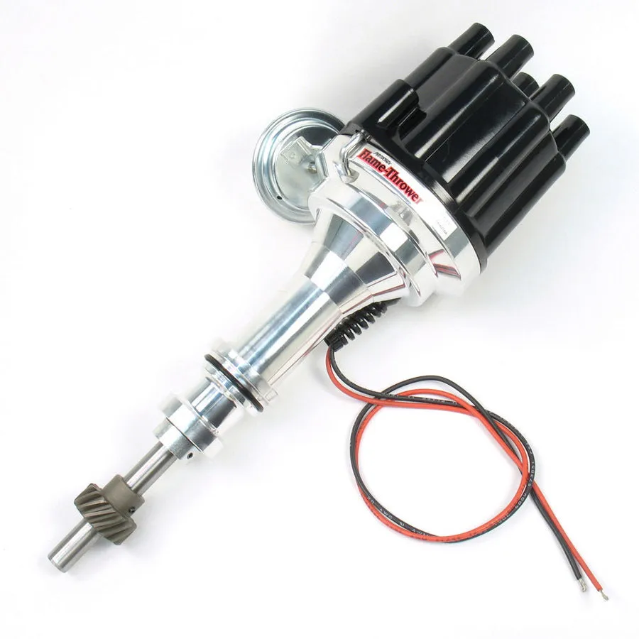 PerTronix Flame-Thrower Plug N Play Billet Distributor - Magnetic Pickup - Vacuum / Mechanical Advance - Socket Style - Black - Small Block Ford