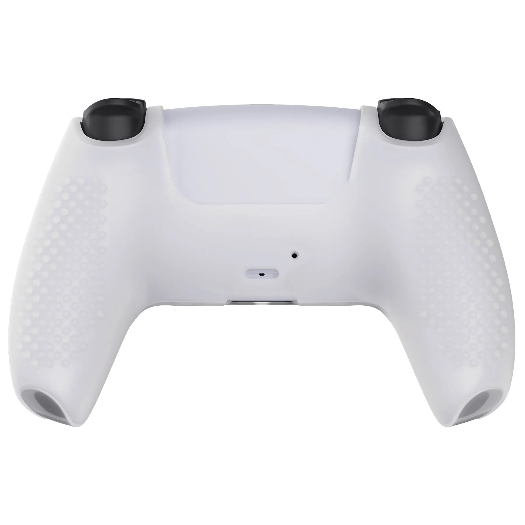 PlayVital 3D Studded Glow in Dark - Green Ergonomic Soft Controller Silicone Case Grips for PS5, Rubber Protector Skins with 6 Clear White Thumbstick Caps for PS5 Controller - TDPF027