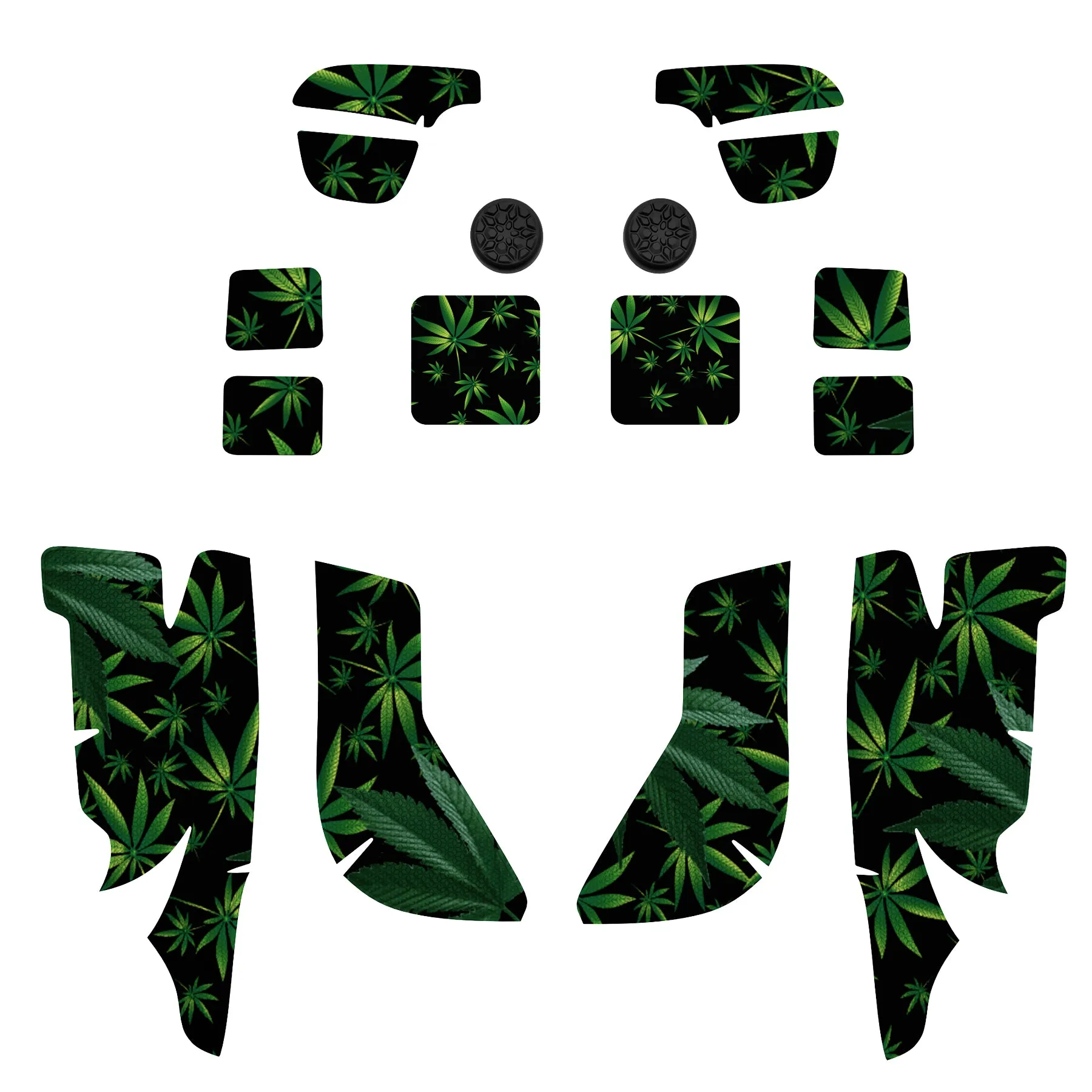 PlayVital Professional Textured Soft Rubber Pads Handle Grips for Steam Deck LCD & OLED, Trackpads Skin Grip Enhancement Back Button Protective Stickers Set with Thumb Grip Caps - Green Weeds - FHSDV005