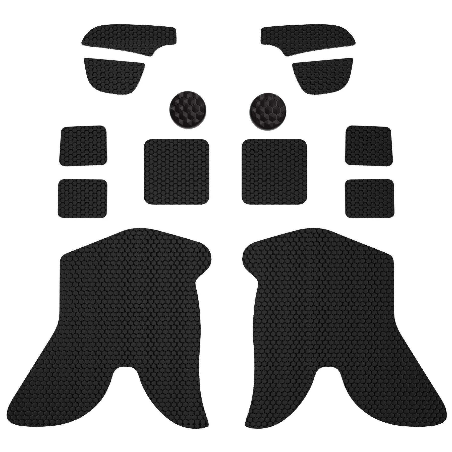 PlayVital Professional Textured Soft Rubber Pads Handle Grips for Steam Deck LCD & OLED, Trackpads Skin Grip Enhancement Back Button Protective Stickers Set with Thumb Grip Caps - Honeycomb Textured Black - FHSDM001