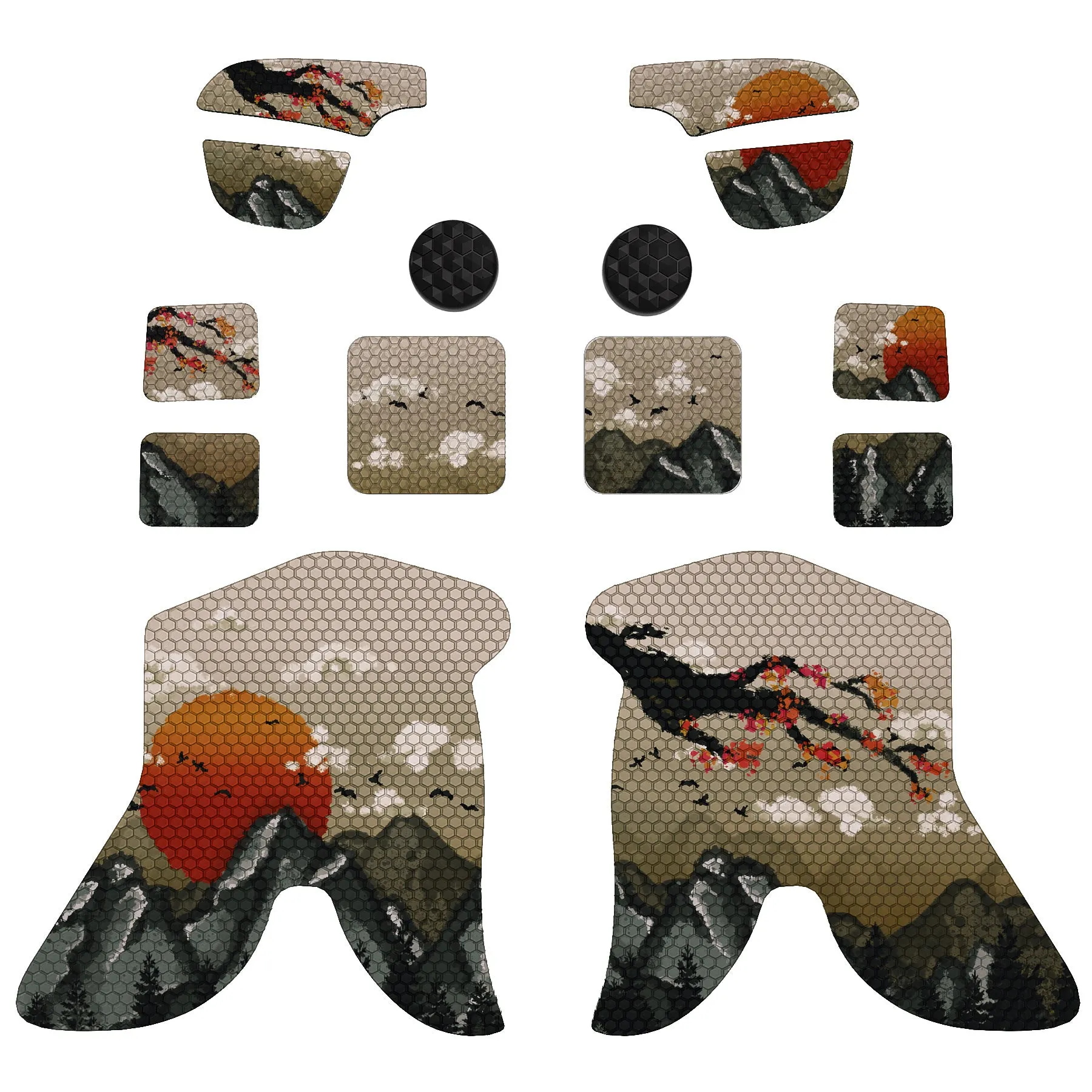 PlayVital Professional Textured Soft Rubber Pads Handle Grips for Steam Deck LCD & OLED, Trackpads Skin Grip Enhancement Back Button Protective Stickers Set with Thumb Grip Caps - View of Rising Sun - FHSDV002