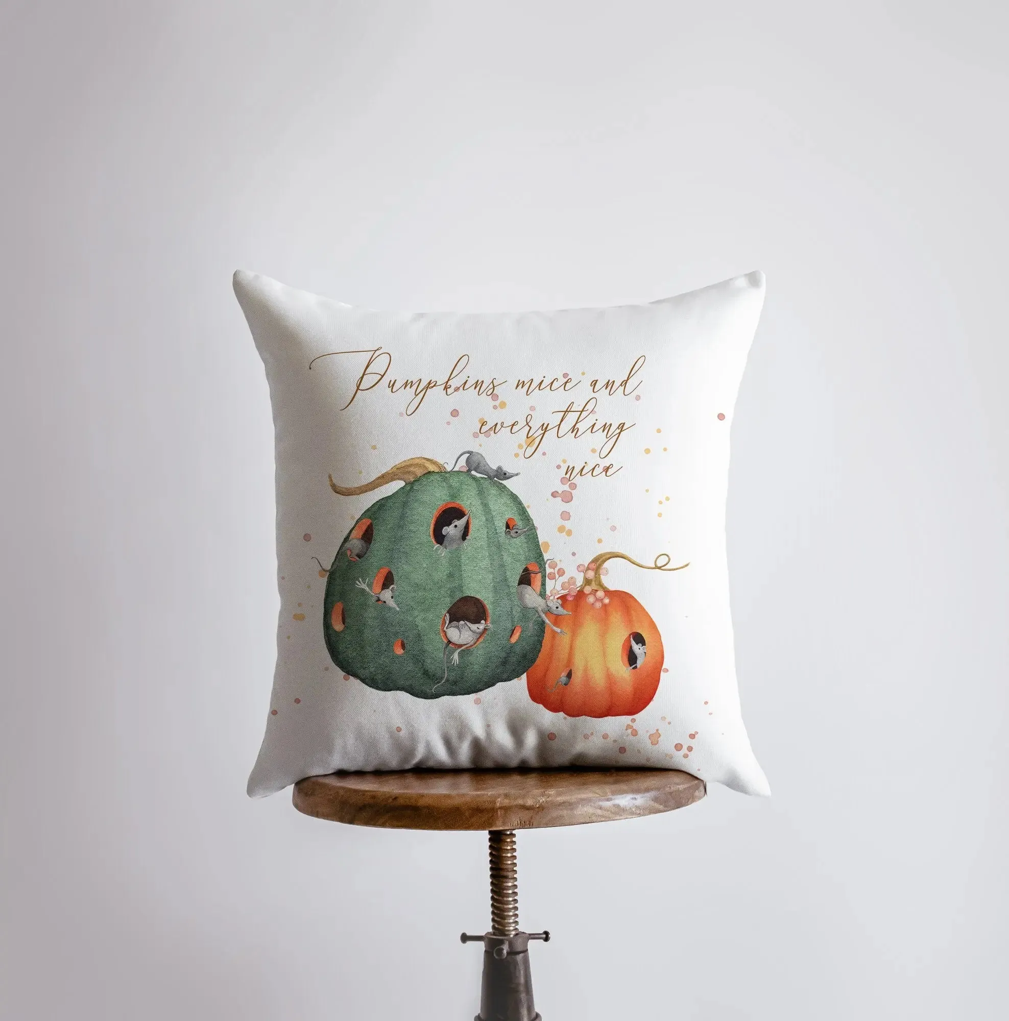 Pumpkins mice and everything nice Pillow Cover | Modern Farmhouse | Primitive Décor | Farmhouse Pillows | Country Decor | Fall Throw Pillows