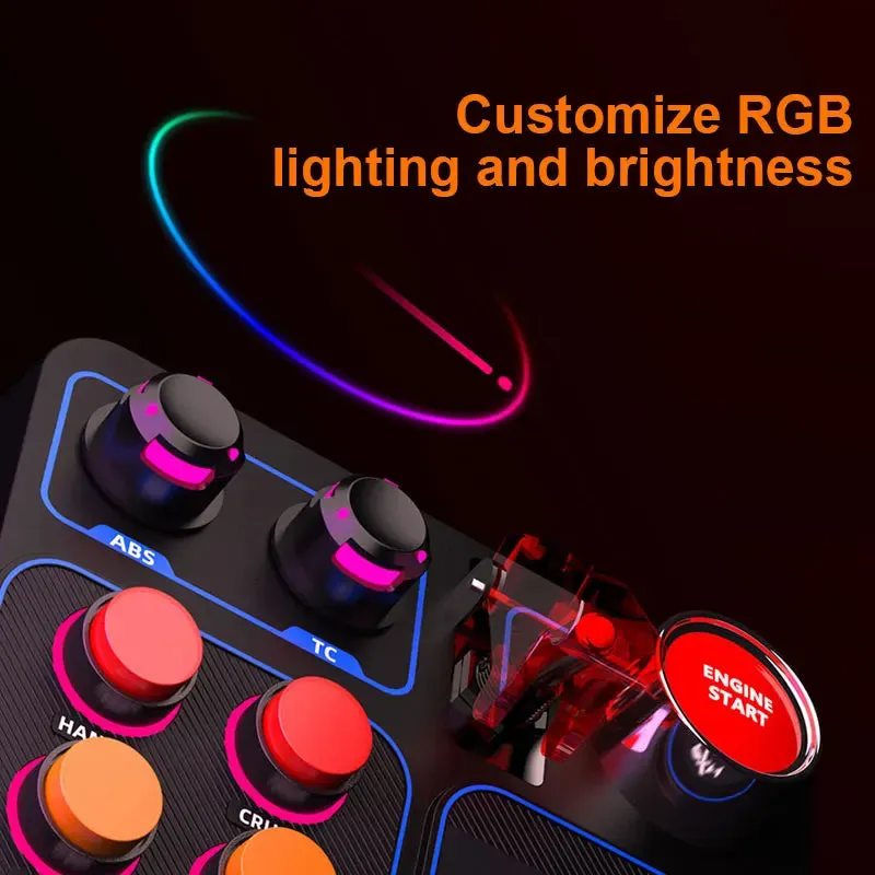 PXN CB1 Simulator Race Central Control Box 30Programmable Button Linkage Lever One Click Start Stop RGB Panel for PC Xbox Switch