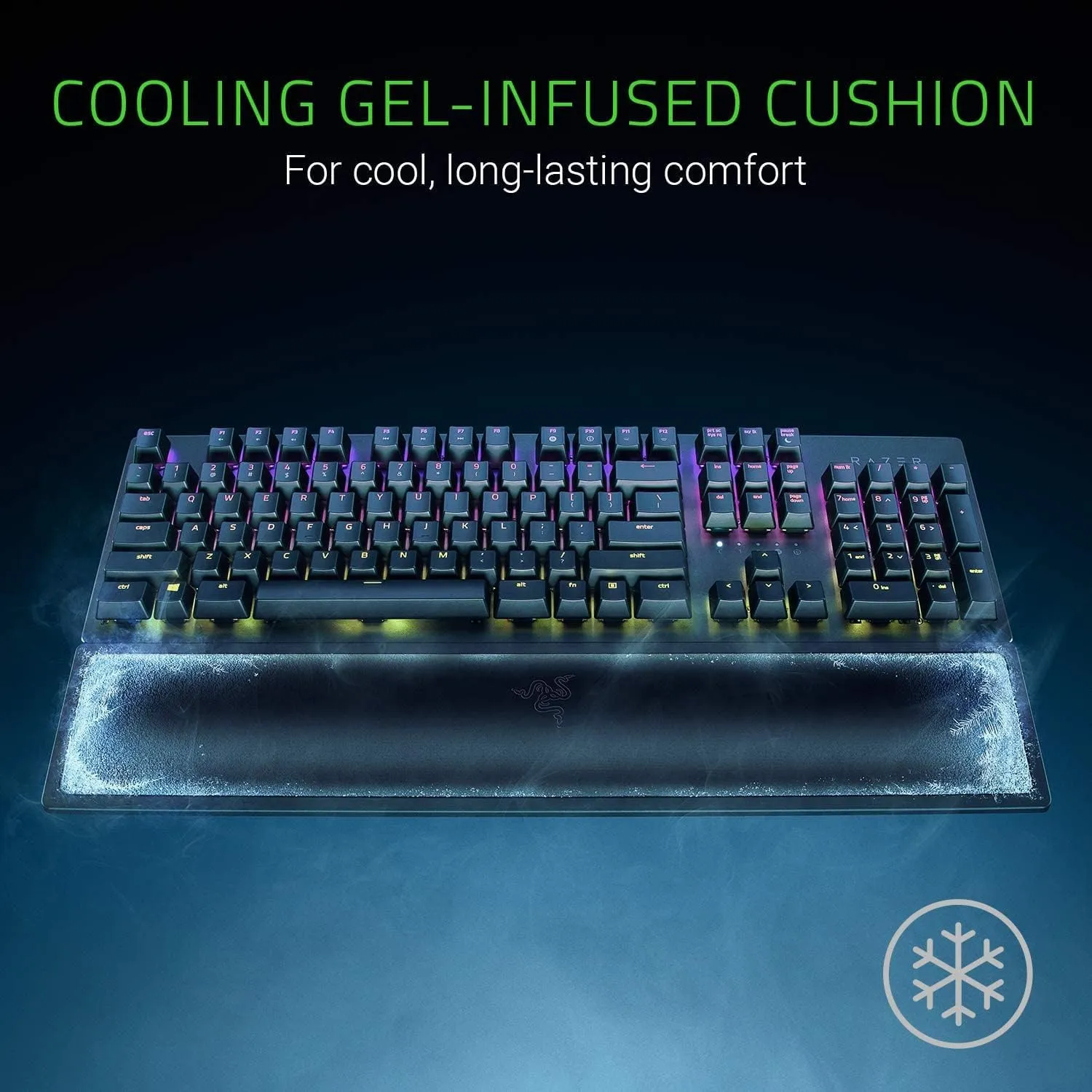 Razer Ergonomic Wrist Rest Pro - Cooling Gel Cushion with Anti-Slip Rubber Feet for Full-Sized Keyboards, Black