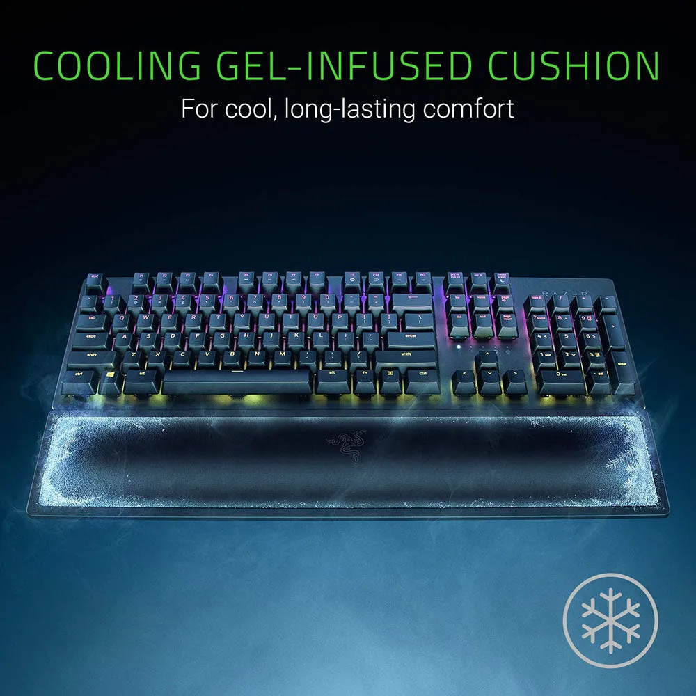 Razer Keyboard Ergonomic Wrist Rest Pro for Full-Sized Keyboards: Cooling Gel Infused - Anti-Slip Rubber Base - Angled Incline - Classic Black