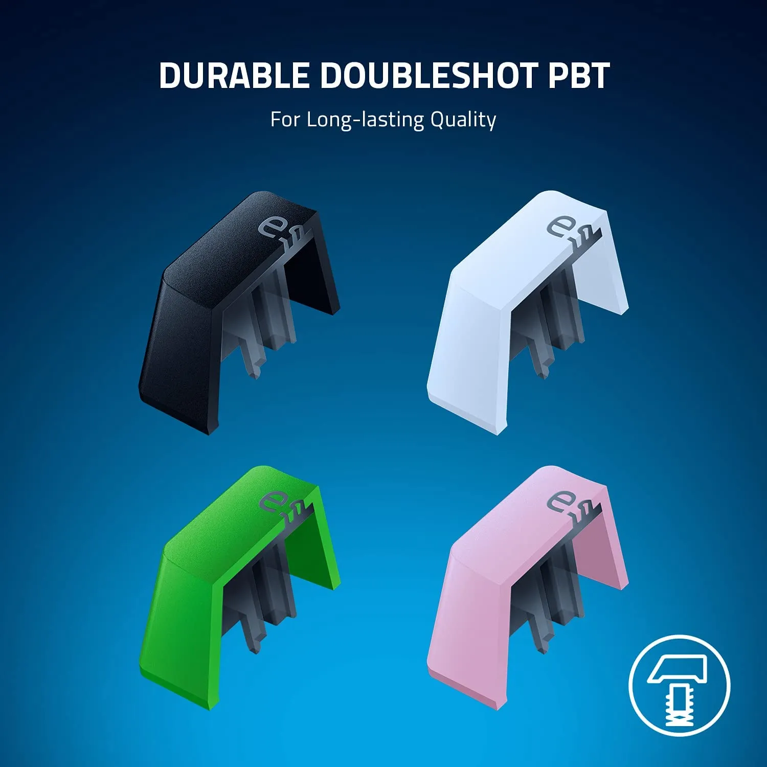 Razer Keycap PBT   Coiled Cable Upgrade Set: Durable Doubleshot PBT - Universal Compatibility - Keycap Removal Tool & Stabilizers - Tactically Coiled & Designed - Braided Fiber Cable - Mercury White