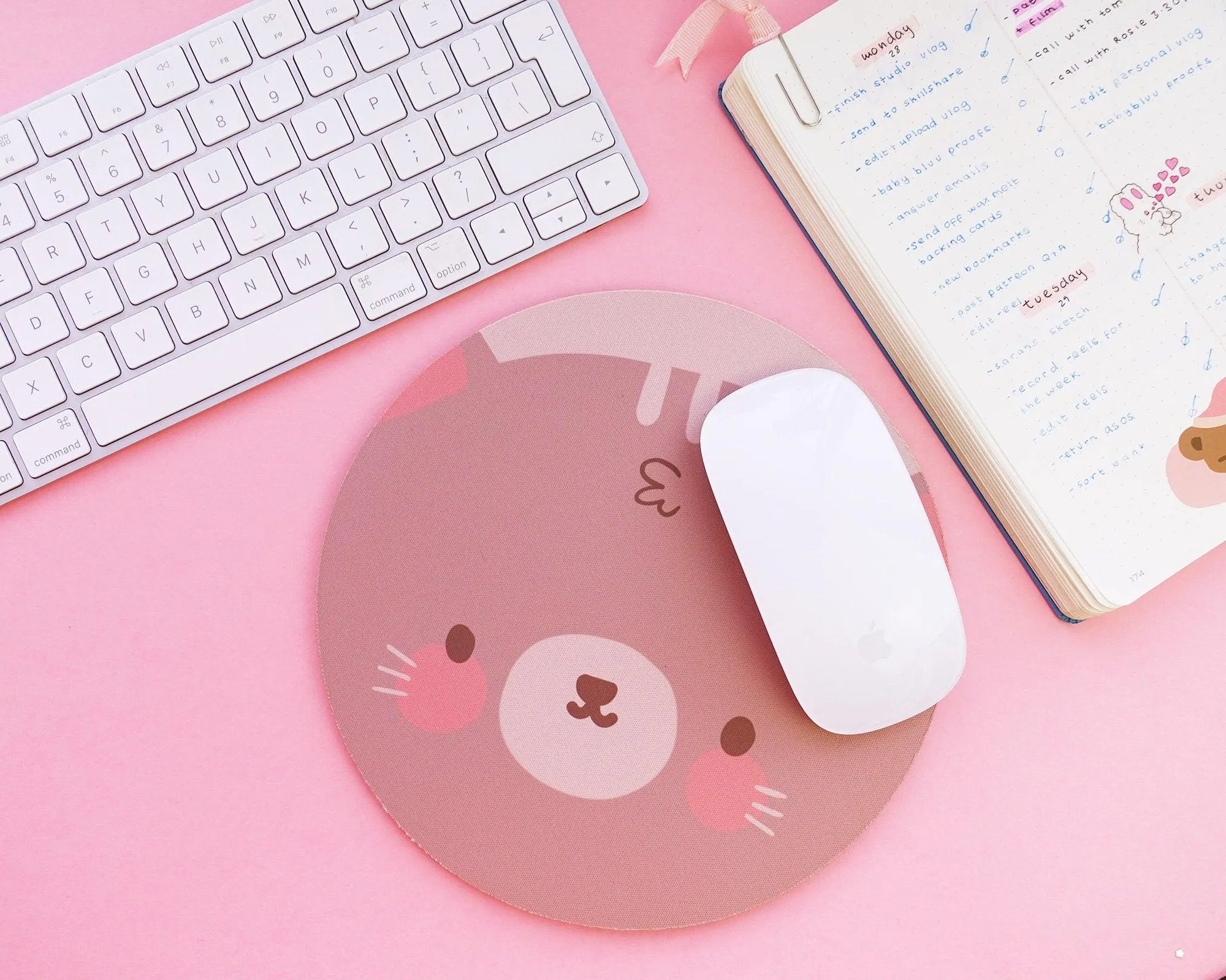 Satsuma the Cat Mouse Pad | Kawaii Desk Mat | Cute Pastel Office & Gaming Decor