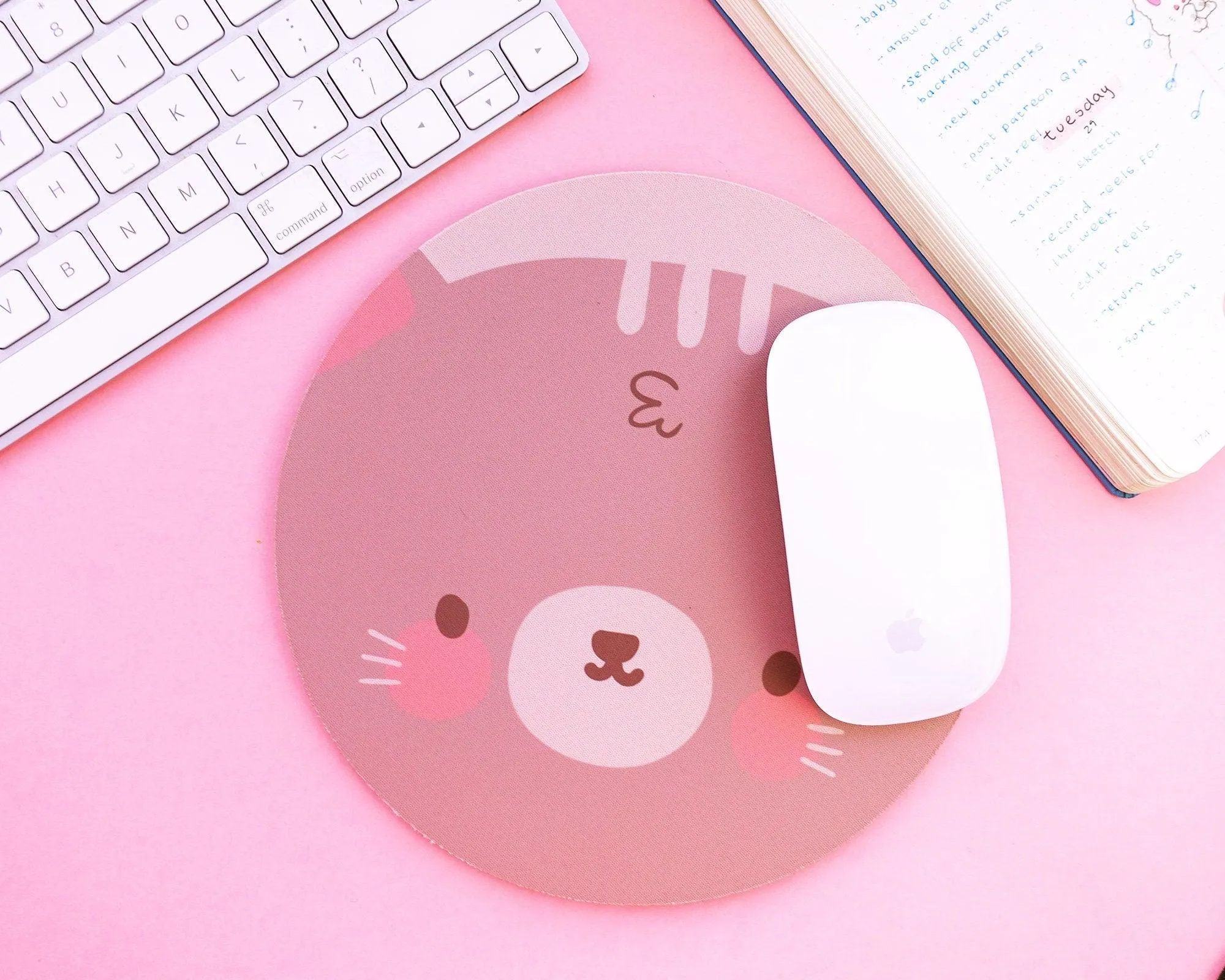 Satsuma the Cat Mouse Pad | Kawaii Desk Mat | Cute Pastel Office & Gaming Decor