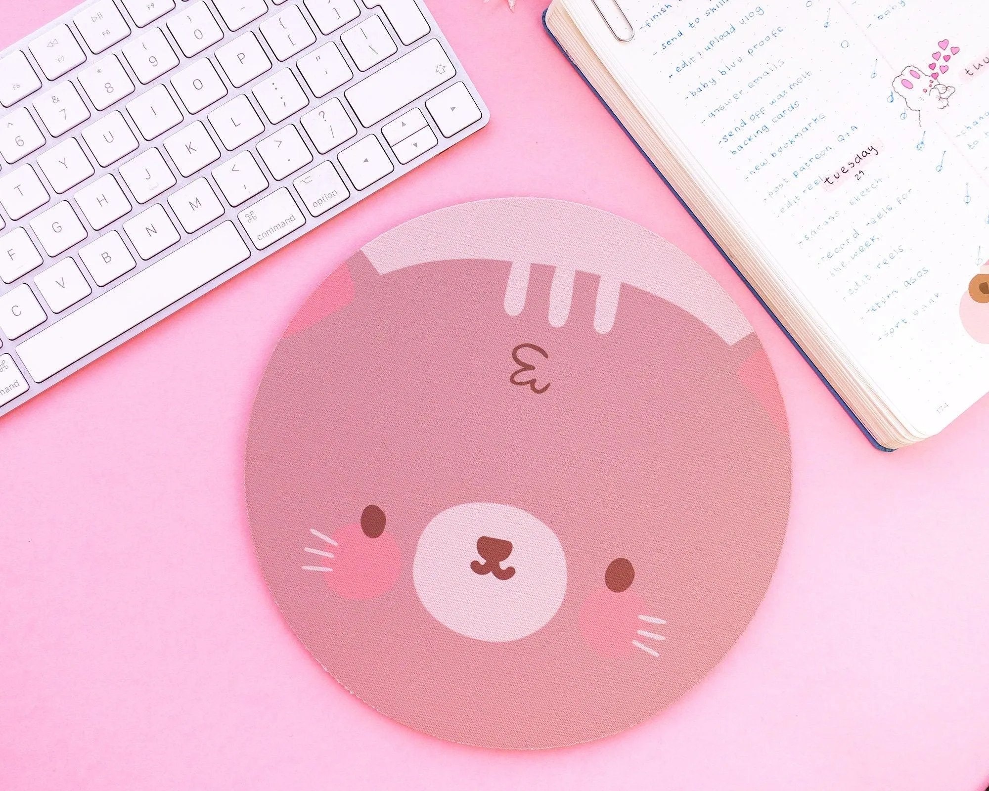 Satsuma the Cat Mouse Pad | Kawaii Desk Mat | Cute Pastel Office & Gaming Decor