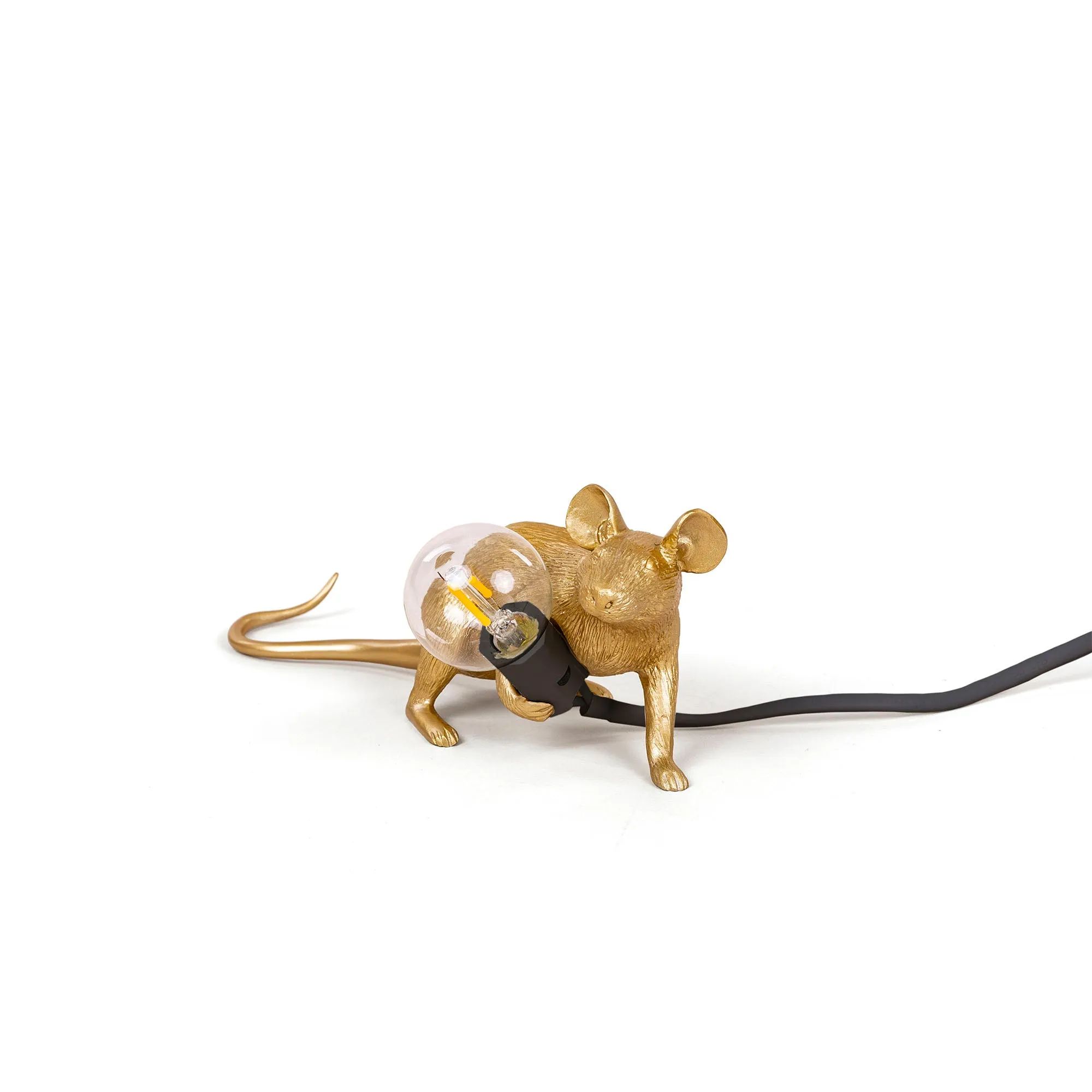 Seletti Gold Mouse Lamp Lie Down