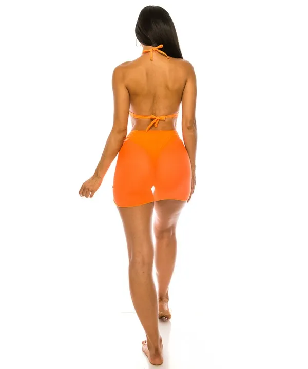 Simple Beautiful Three-Piece Swimwear Cover-up Bikini Set
