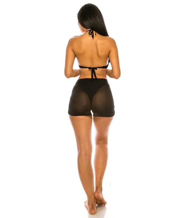 Simple Beautiful Three-Piece Swimwear Cover-up Bikini Set