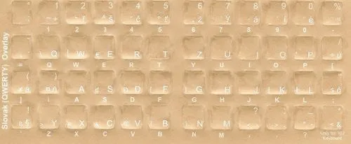 Slovak Keyboard Stickers - Labels - Overlays with White Characters for Black Computer Keyboard