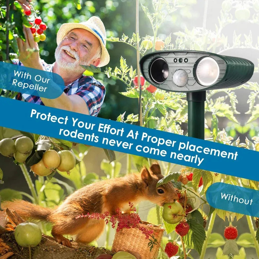 Solar Powered Ultrasonic Outdoor Animal Repeller - PACK OF 4