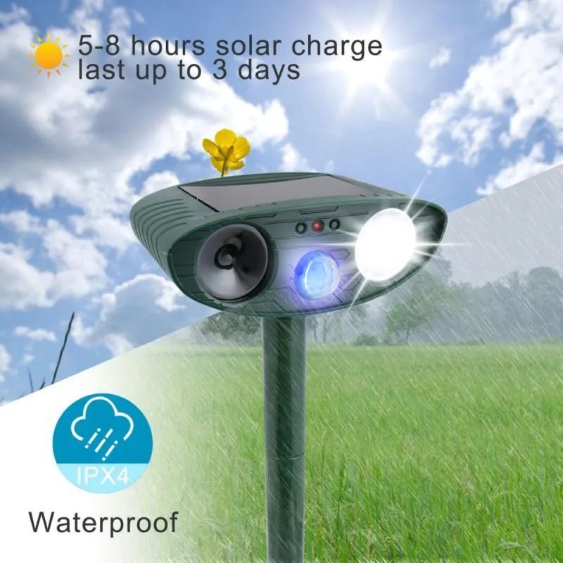 Solar Powered Ultrasonic Outdoor Animal Repeller - PACK OF 4