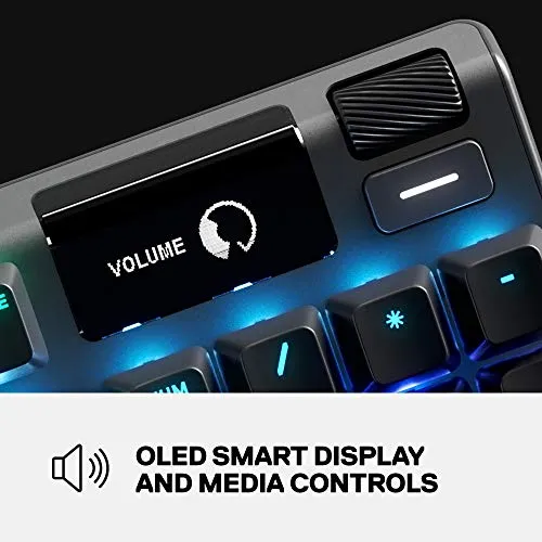 SteelSeries Apex 7 Mechanical Gaming Keyboard – OLED Smart Display – USB Passthrough and Media Controls – Linear and Quiet – RGB Backlit (Red Switch)