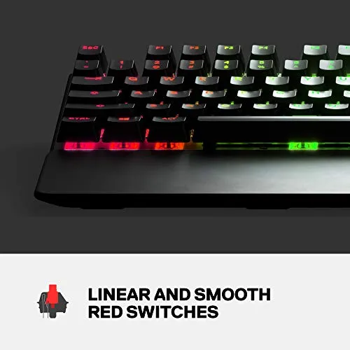 SteelSeries Apex 7 Mechanical Gaming Keyboard – OLED Smart Display – USB Passthrough and Media Controls – Linear and Quiet – RGB Backlit (Red Switch)