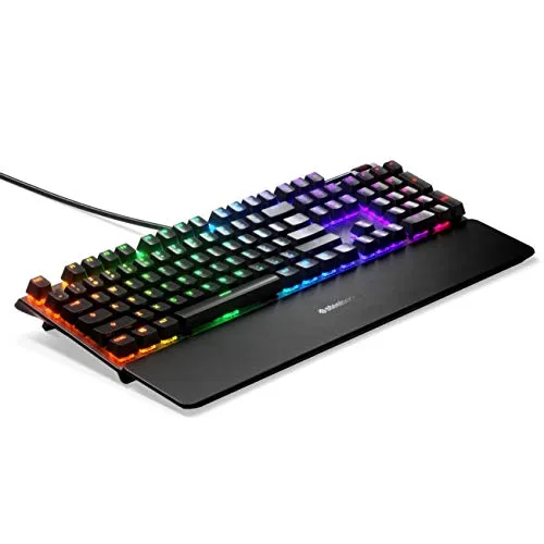 SteelSeries Apex 7 Mechanical Gaming Keyboard – OLED Smart Display – USB Passthrough and Media Controls – Linear and Quiet – RGB Backlit (Red Switch)
