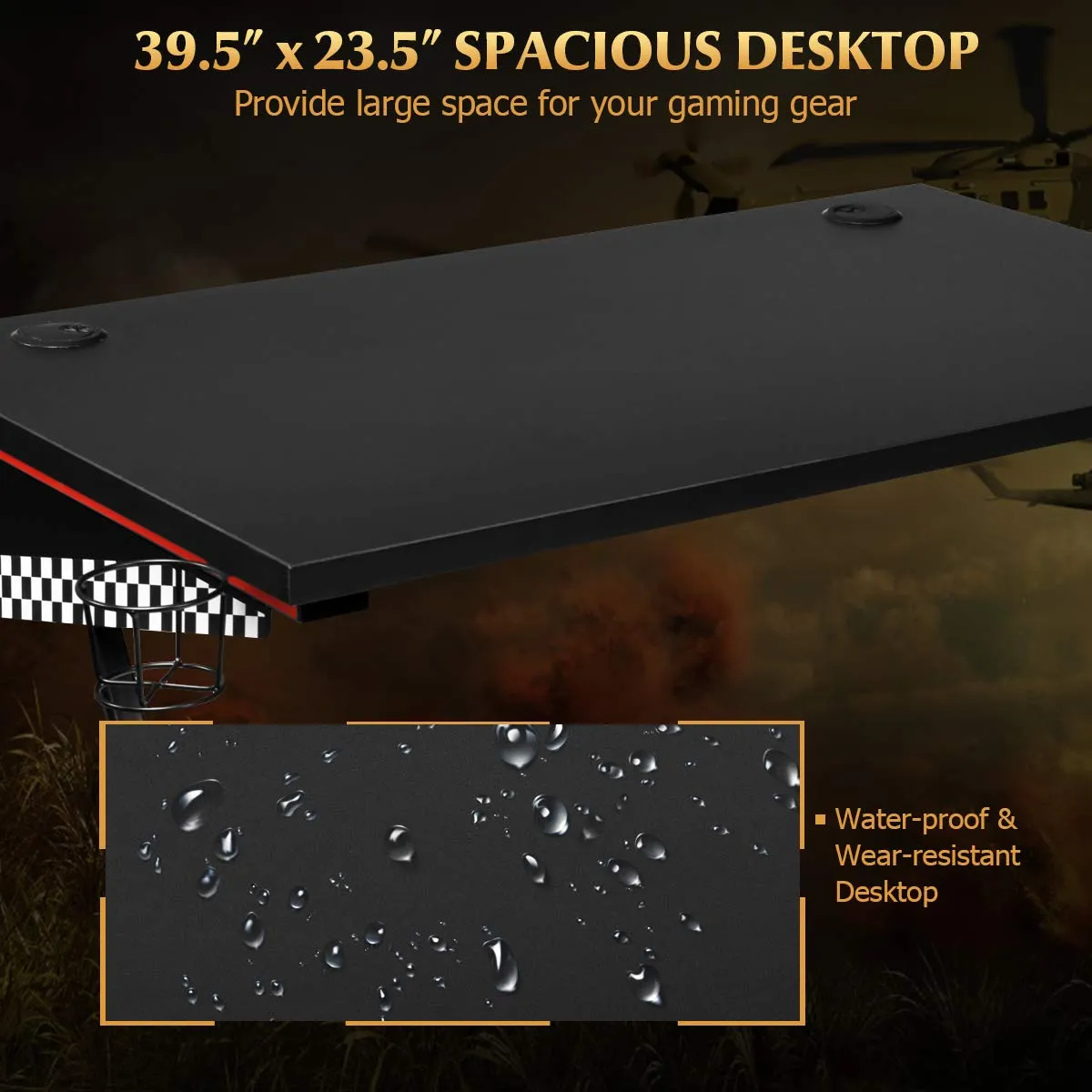 Tangkula Computer Desk Gaming Desk, E Sports Gamer Table