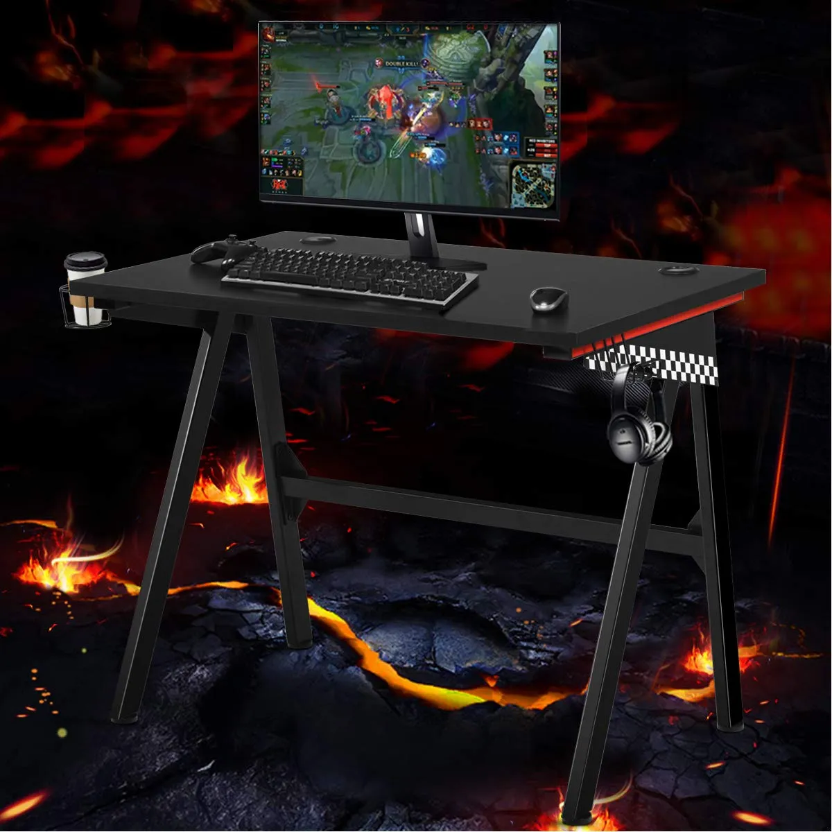 Tangkula Computer Desk Gaming Desk, E Sports Gamer Table