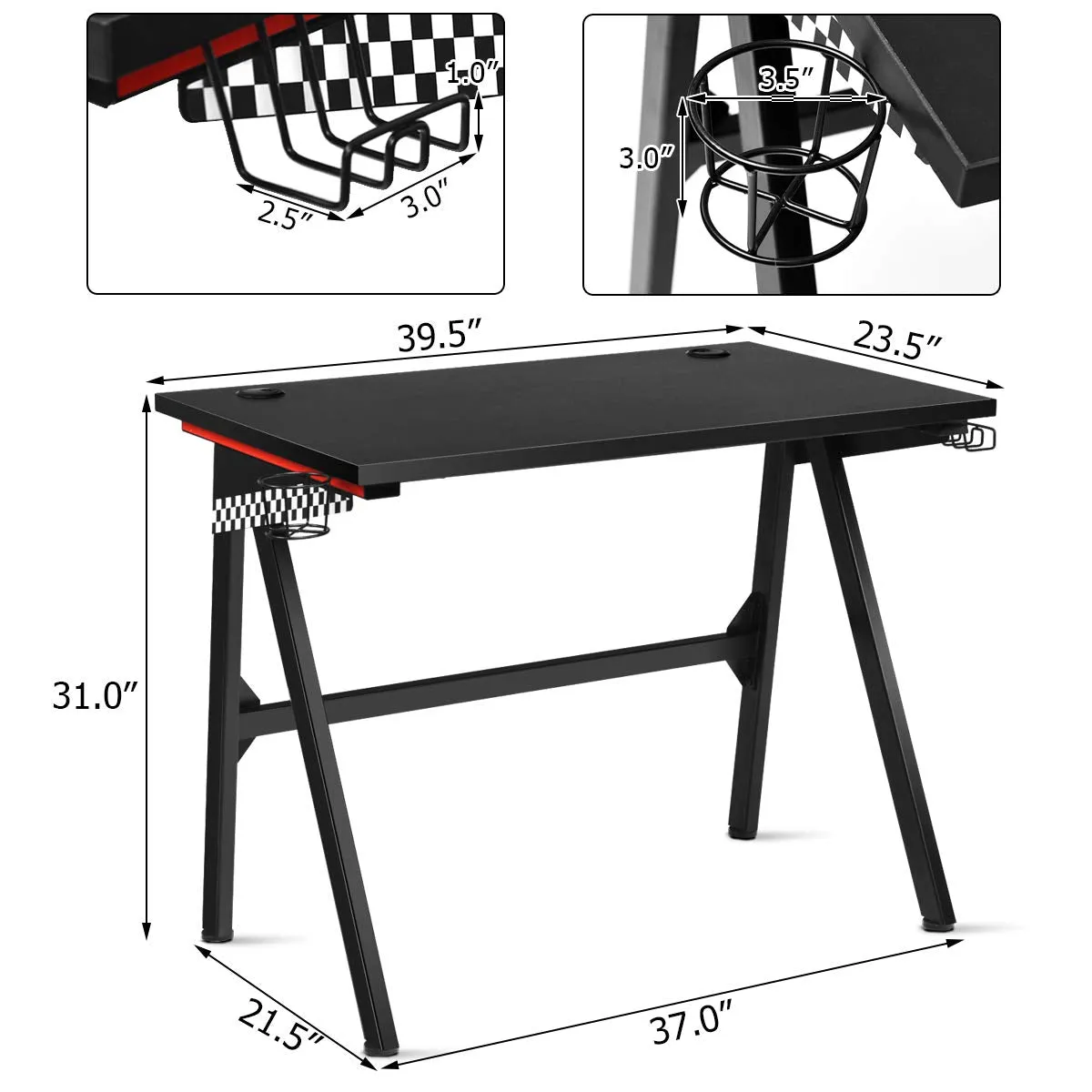 Tangkula Computer Desk Gaming Desk, E Sports Gamer Table