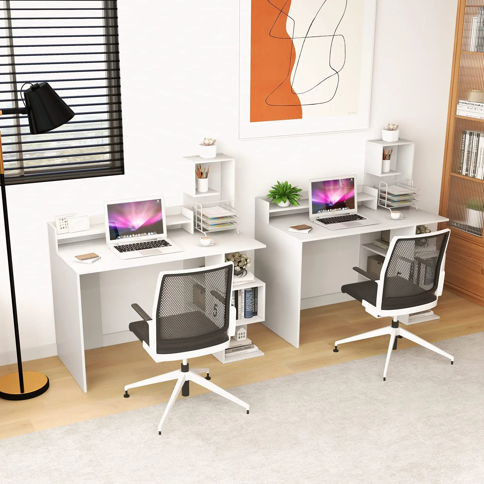Tangkula Computer Desk with Storage Bookshelf & Hutch