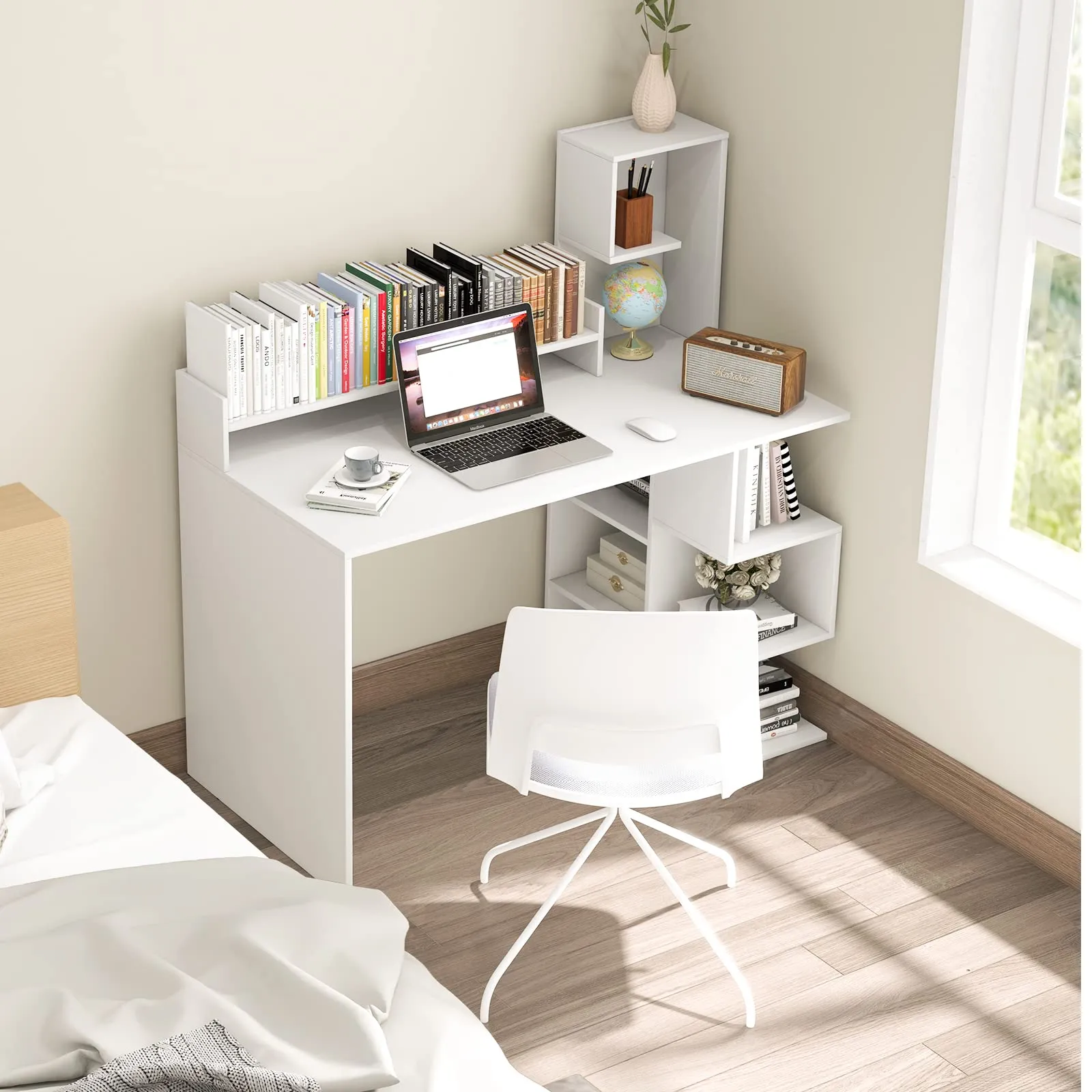 Tangkula Computer Desk with Storage Bookshelf & Hutch