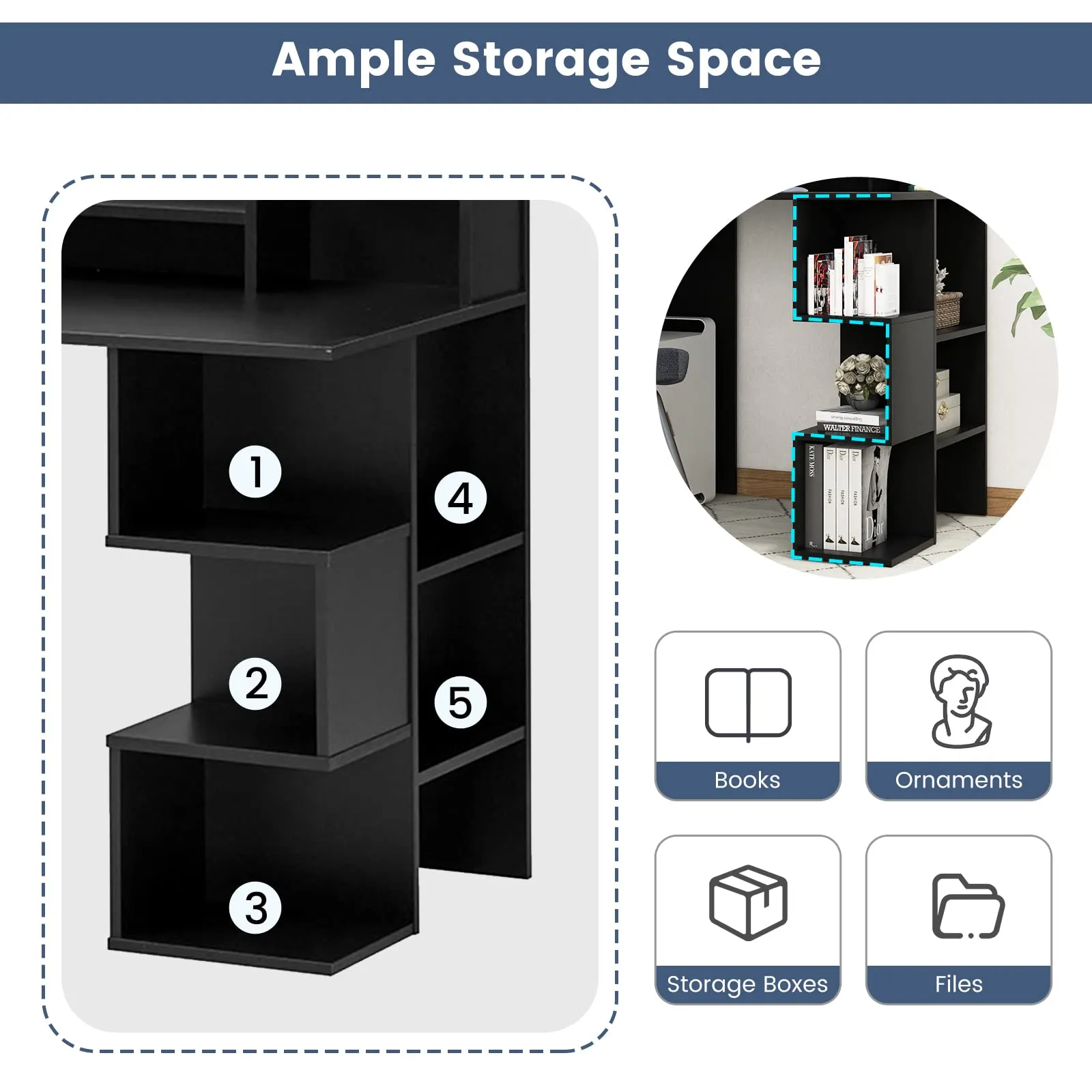 Tangkula Computer Desk with Storage Bookshelf & Hutch