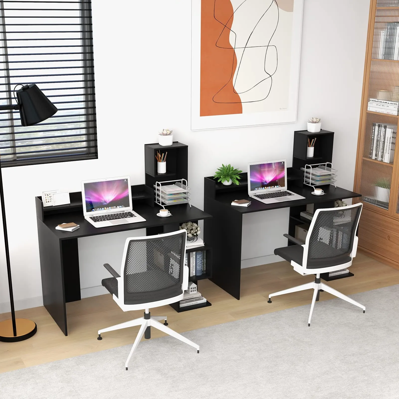 Tangkula Computer Desk with Storage Bookshelf & Hutch