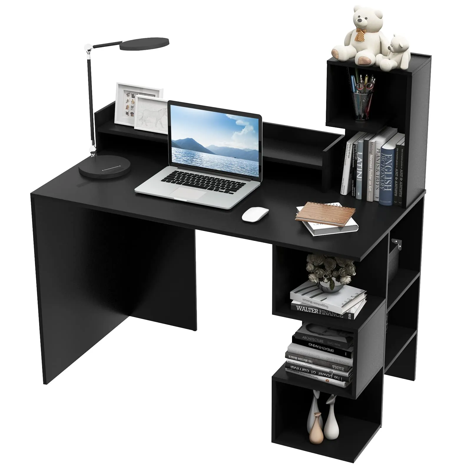 Tangkula Computer Desk with Storage Bookshelf & Hutch