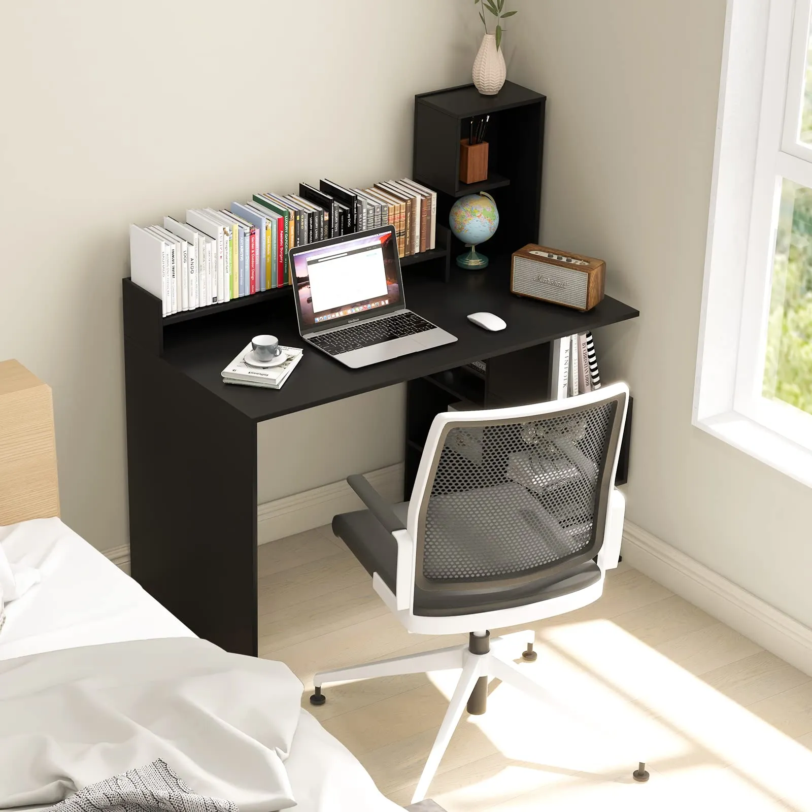 Tangkula Computer Desk with Storage Bookshelf & Hutch