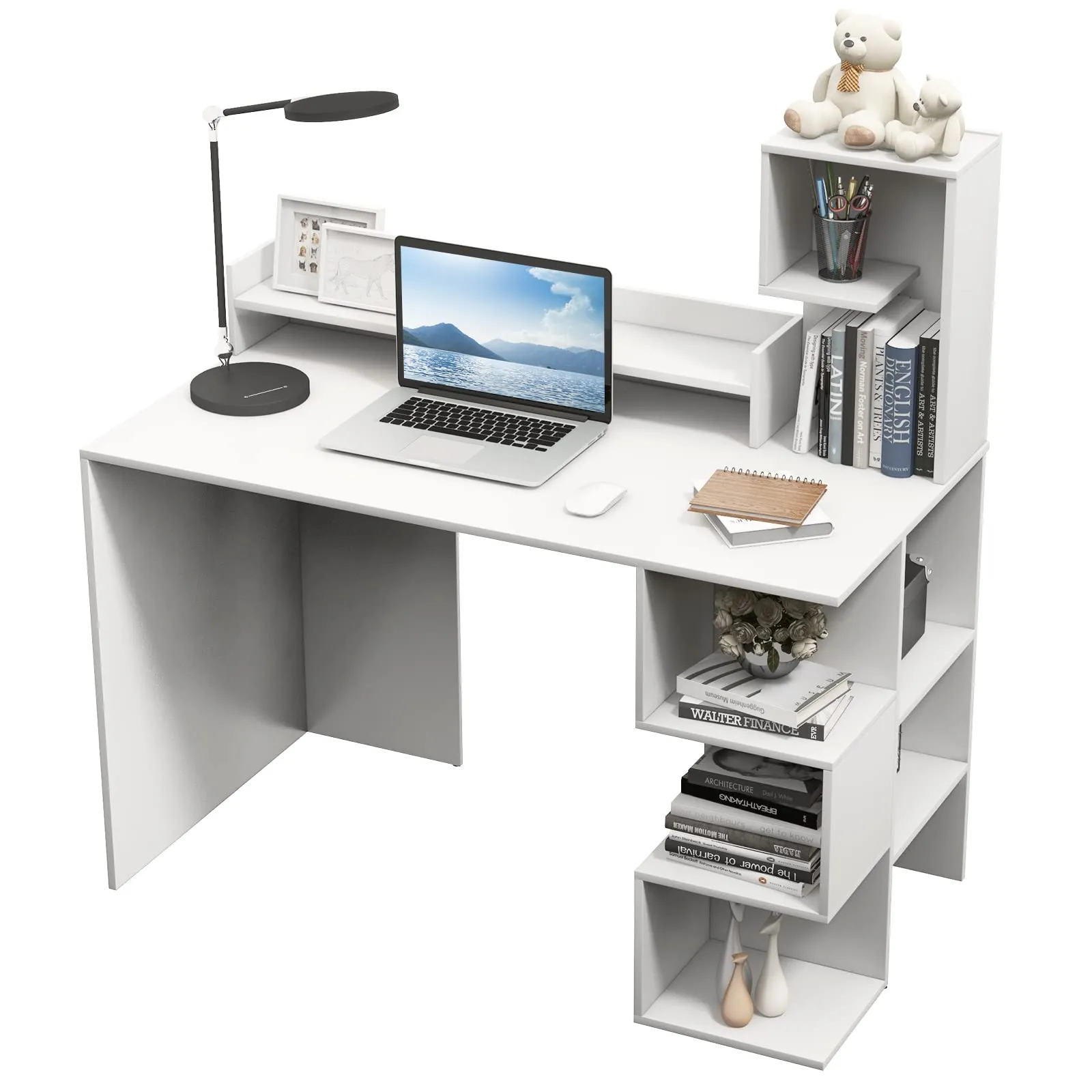 Tangkula Computer Desk with Storage Bookshelf & Hutch