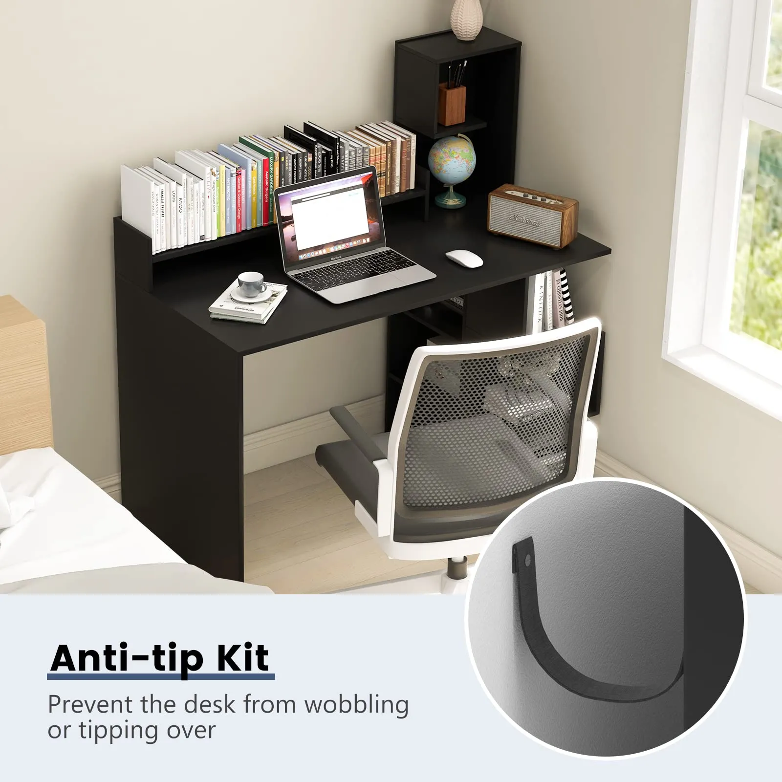 Tangkula Computer Desk with Storage Bookshelf & Hutch