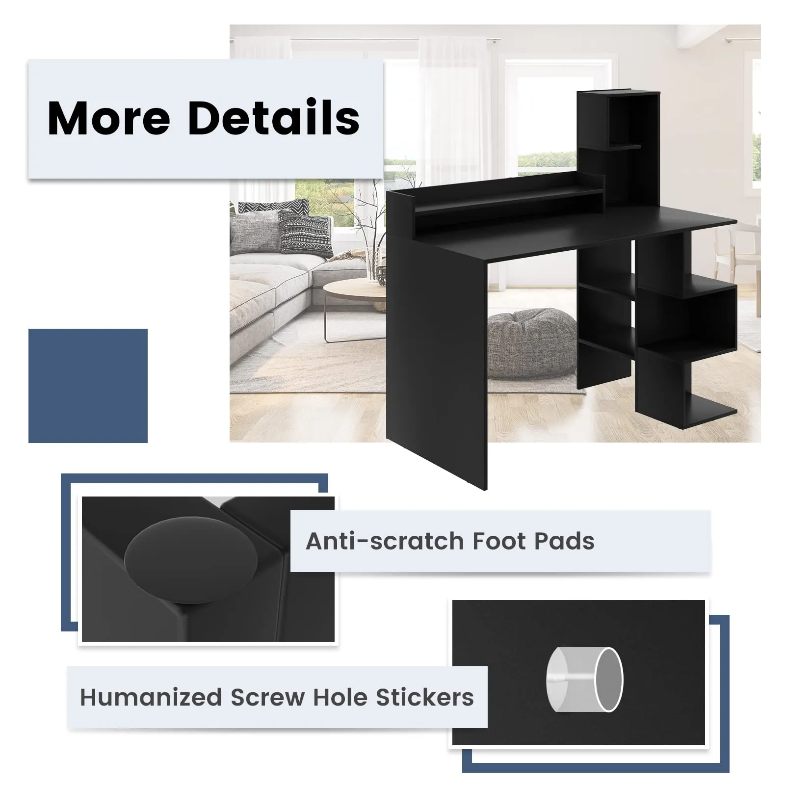 Tangkula Computer Desk with Storage Bookshelf & Hutch