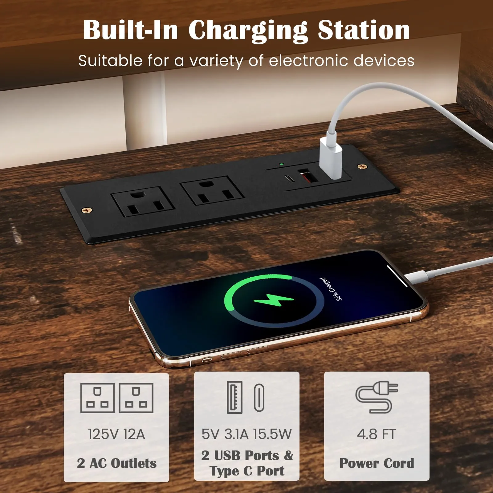 Tangkula Corner TV Stand for TVs up to 65”, TV Console Table w/AC Outlets, USB A Ports, USB C Port