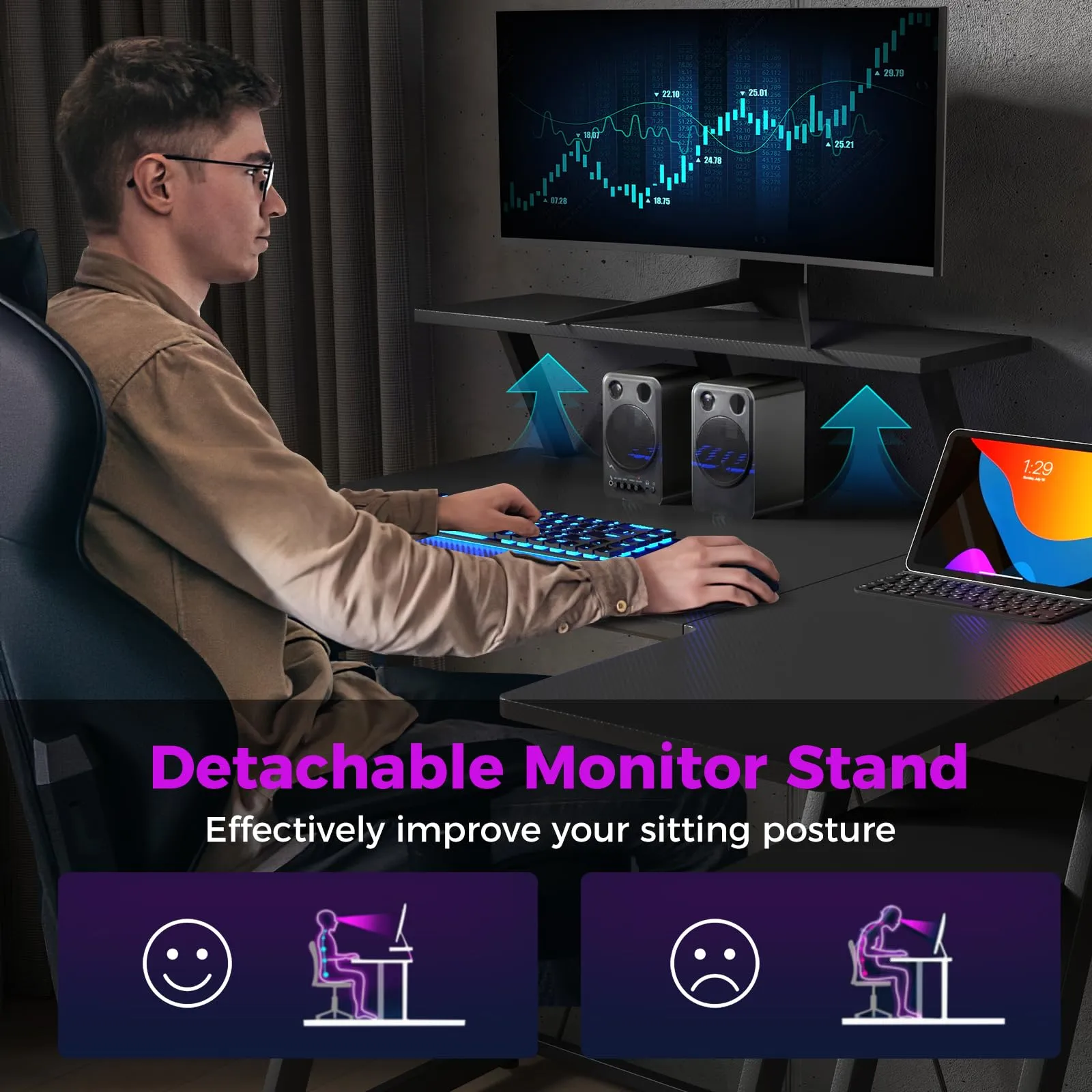 Tangkula L Shaped Gaming Desk with Power Outlets, Small Gaming Computer Desk 39inch with Storage Shelf