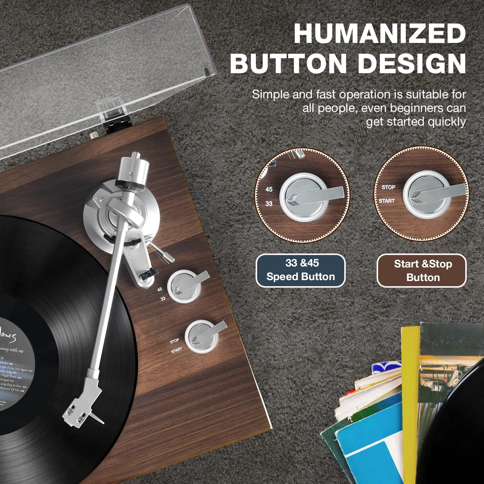 Turntables Belt-Drive Record Player.