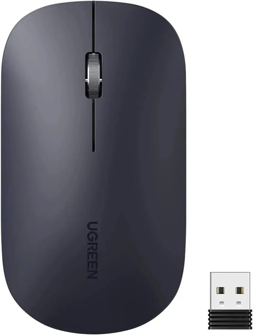 UGREEN 90373 Wireless 2.4G Slim Silent Computer Mouse With 4000 DPI, USB Cordless Mouse with 18-Month Battery Life (Gray)