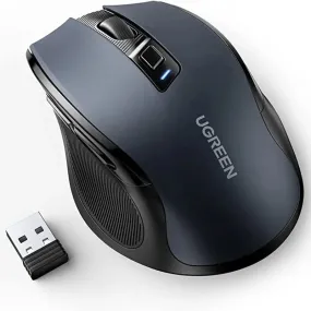 UGREEN 90545 Wireless Ergonomic 5-Level 4000 DPI 6 Buttons, 2.4Ghz USB Cordless Silent Mice with Nano Receiver- Black